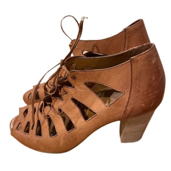 Paul Green Jansen Beige Lace Up Ankle Bootie Sandals - Picture 3 of 7